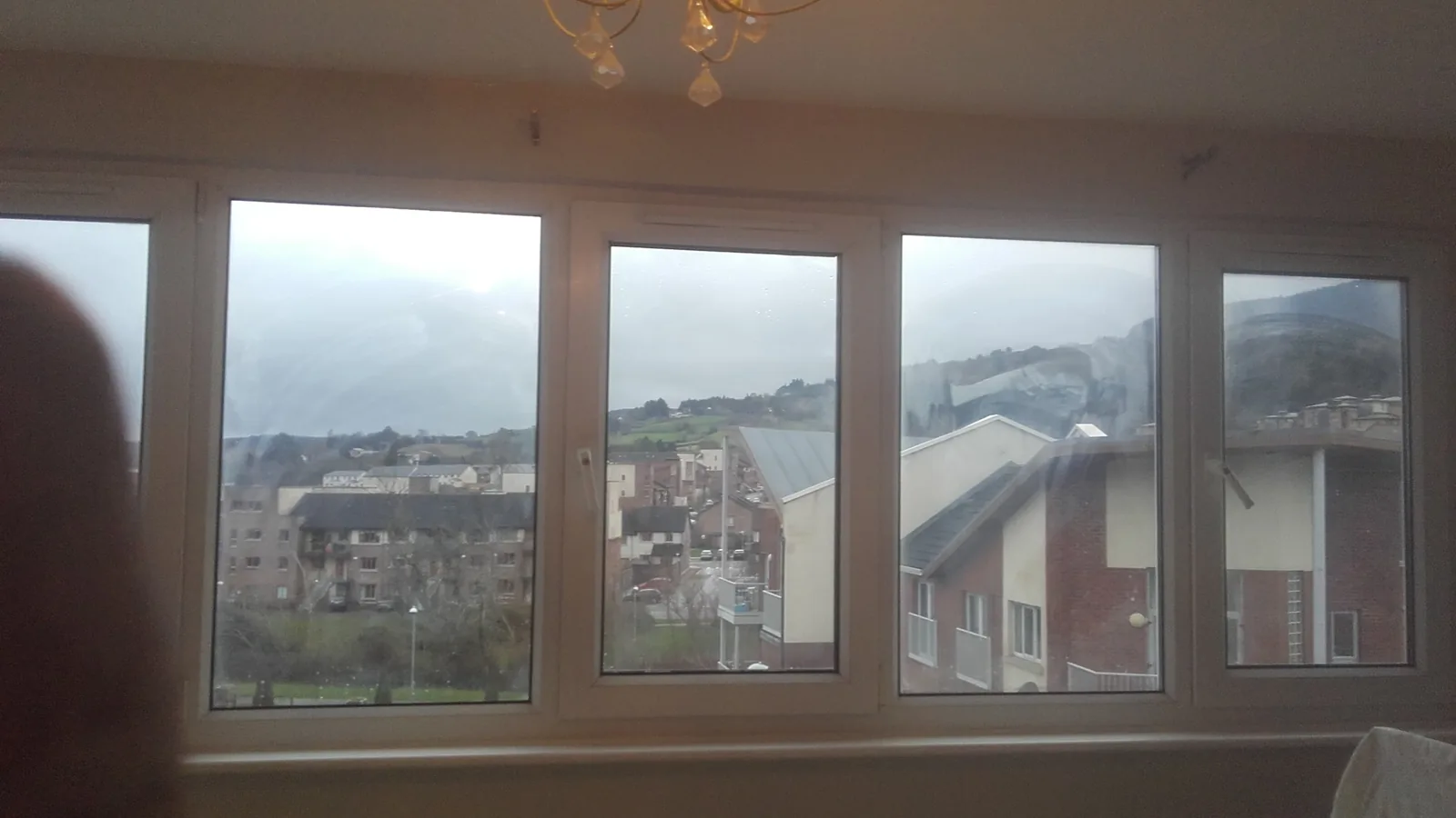 Close view of a freshly installed window frame and sill